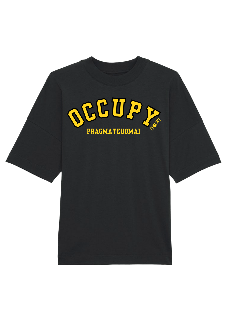 Occupy Premium Boxy Embroidered  T-Shirt (Yellow)