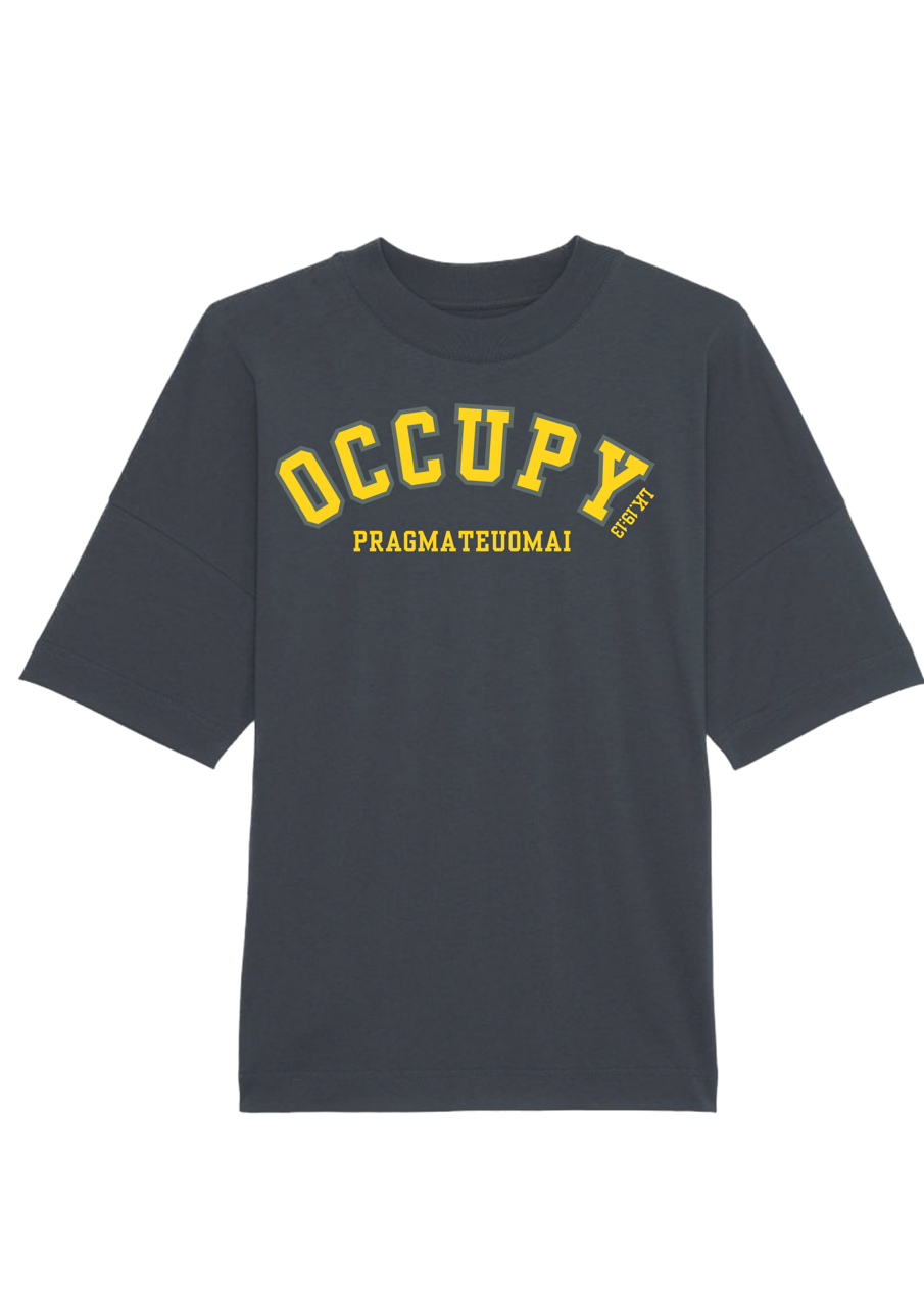 Occupy Premium Boxy Embroidered  T-Shirt (Yellow)