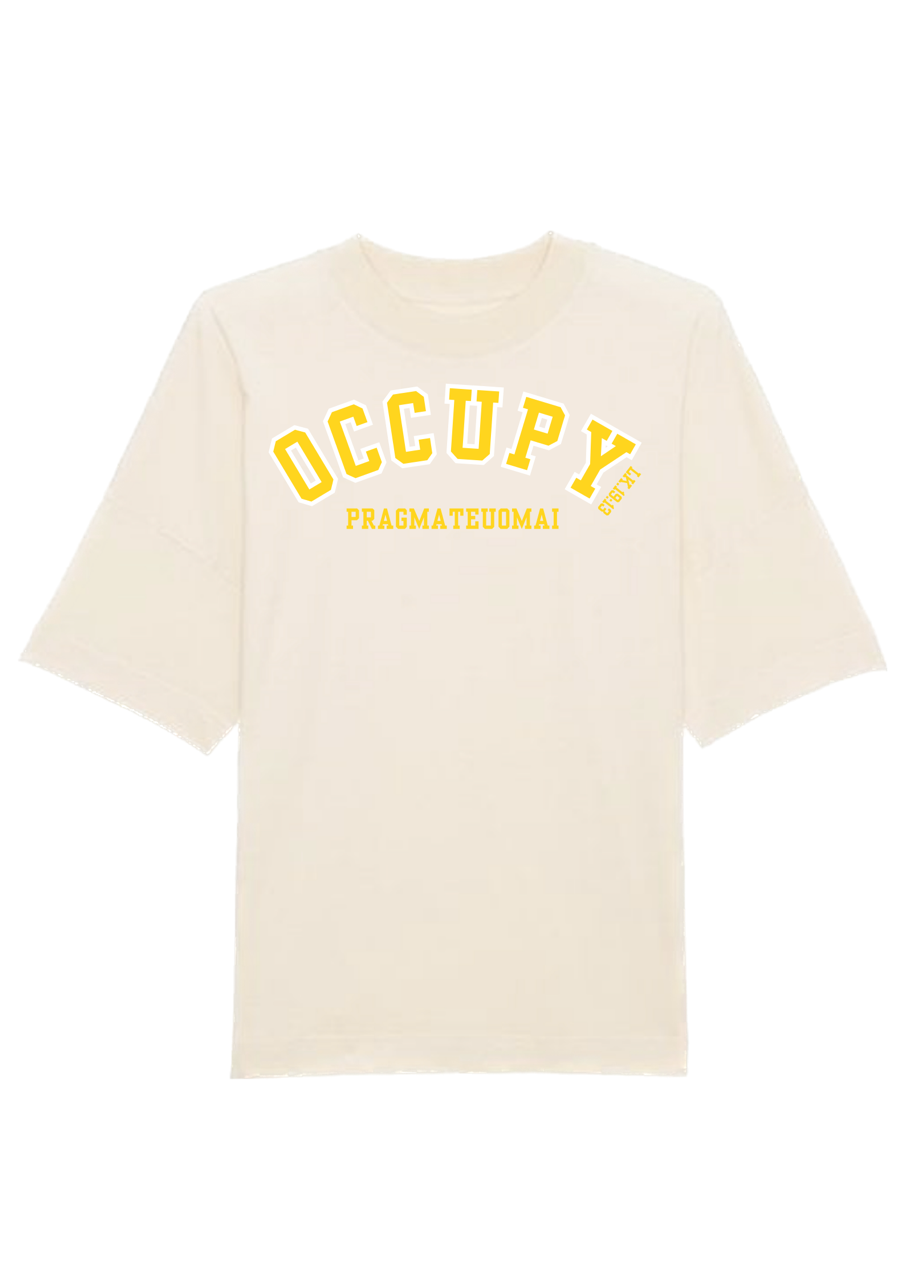 Occupy Premium Boxy Embroidered  T-Shirt (Yellow)