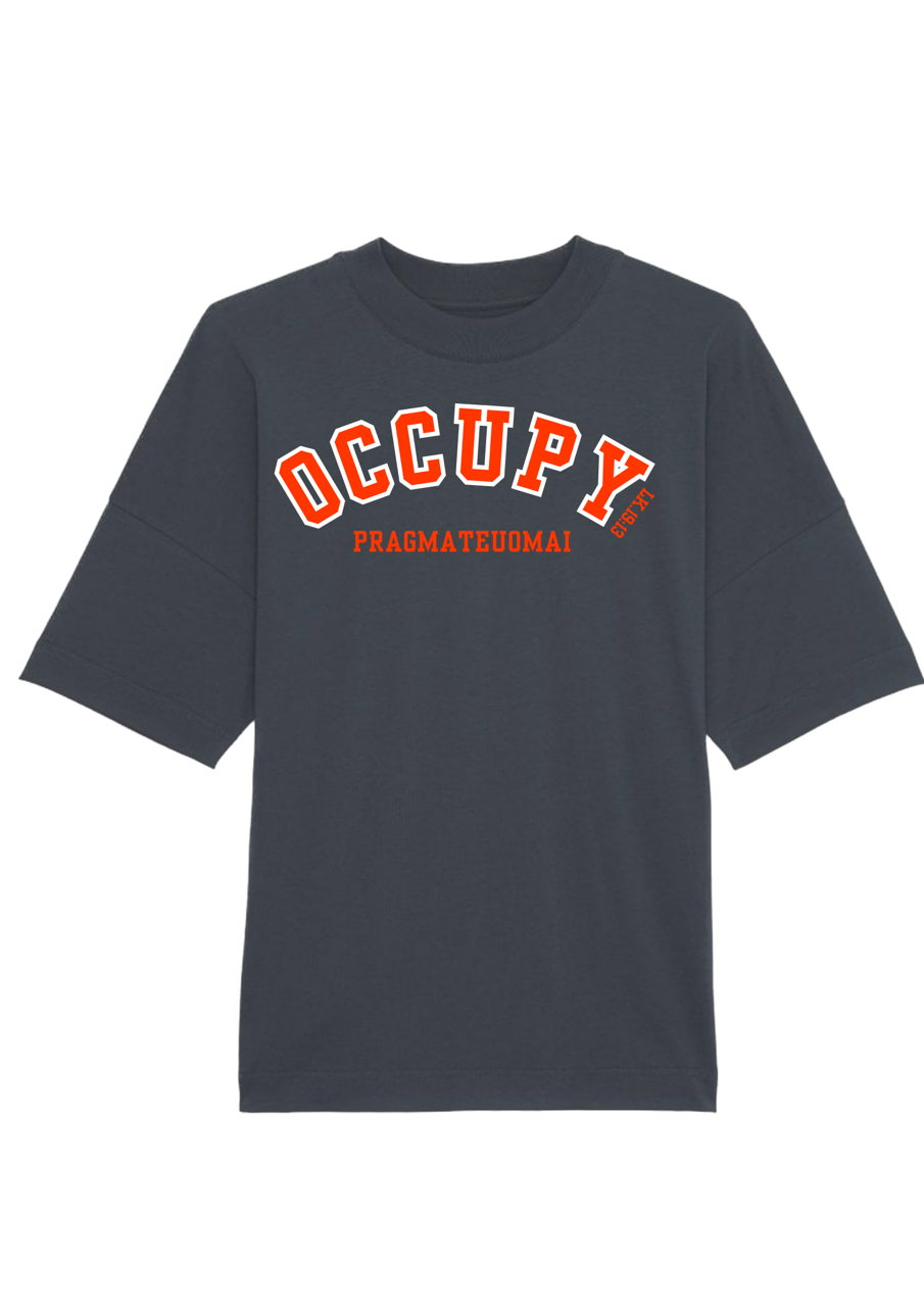 Occupy Premium Boxy Embroidered T-Shirt (Paprika Red)