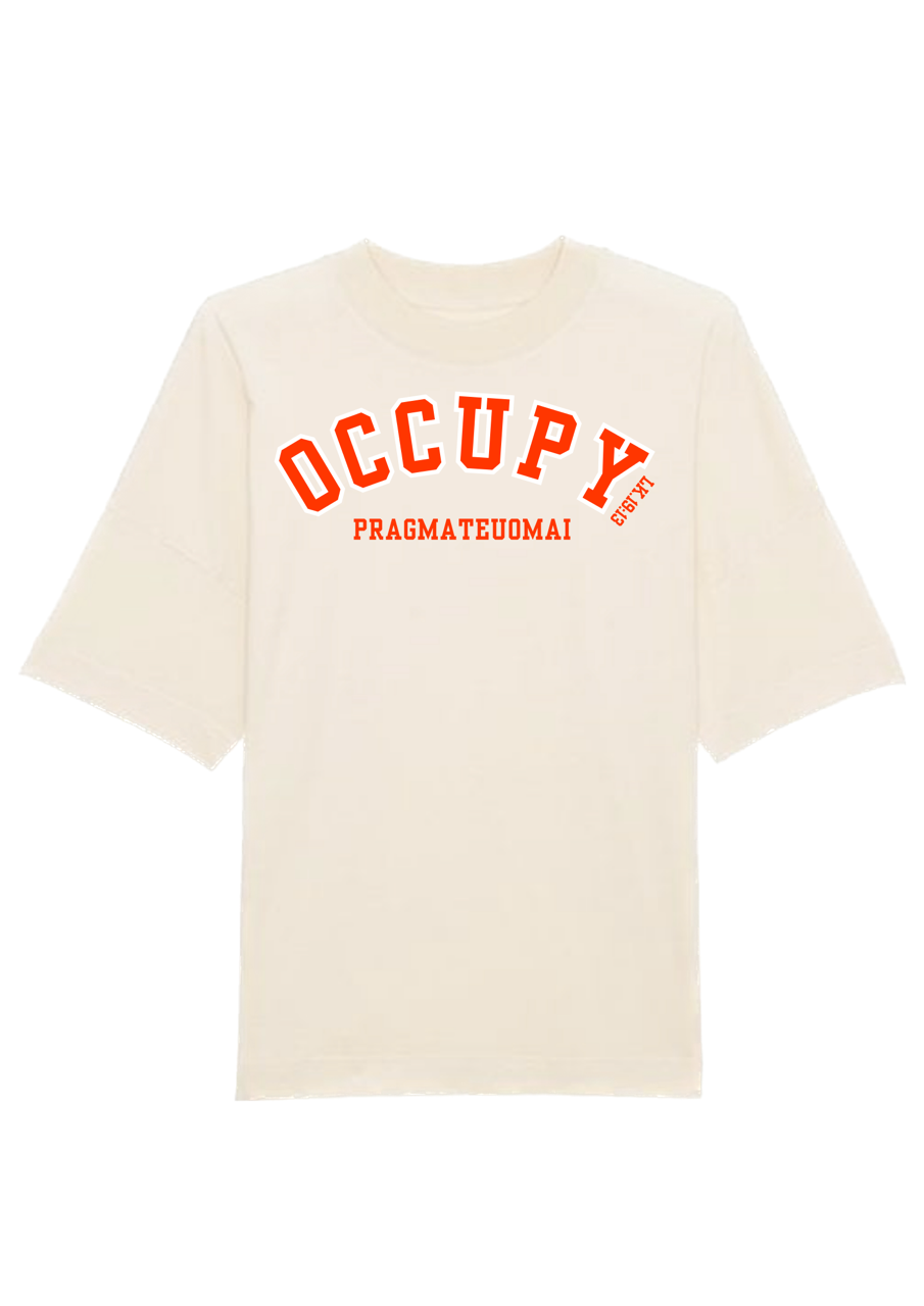 Occupy Premium Boxy Embroidered T-Shirt (Paprika Red)