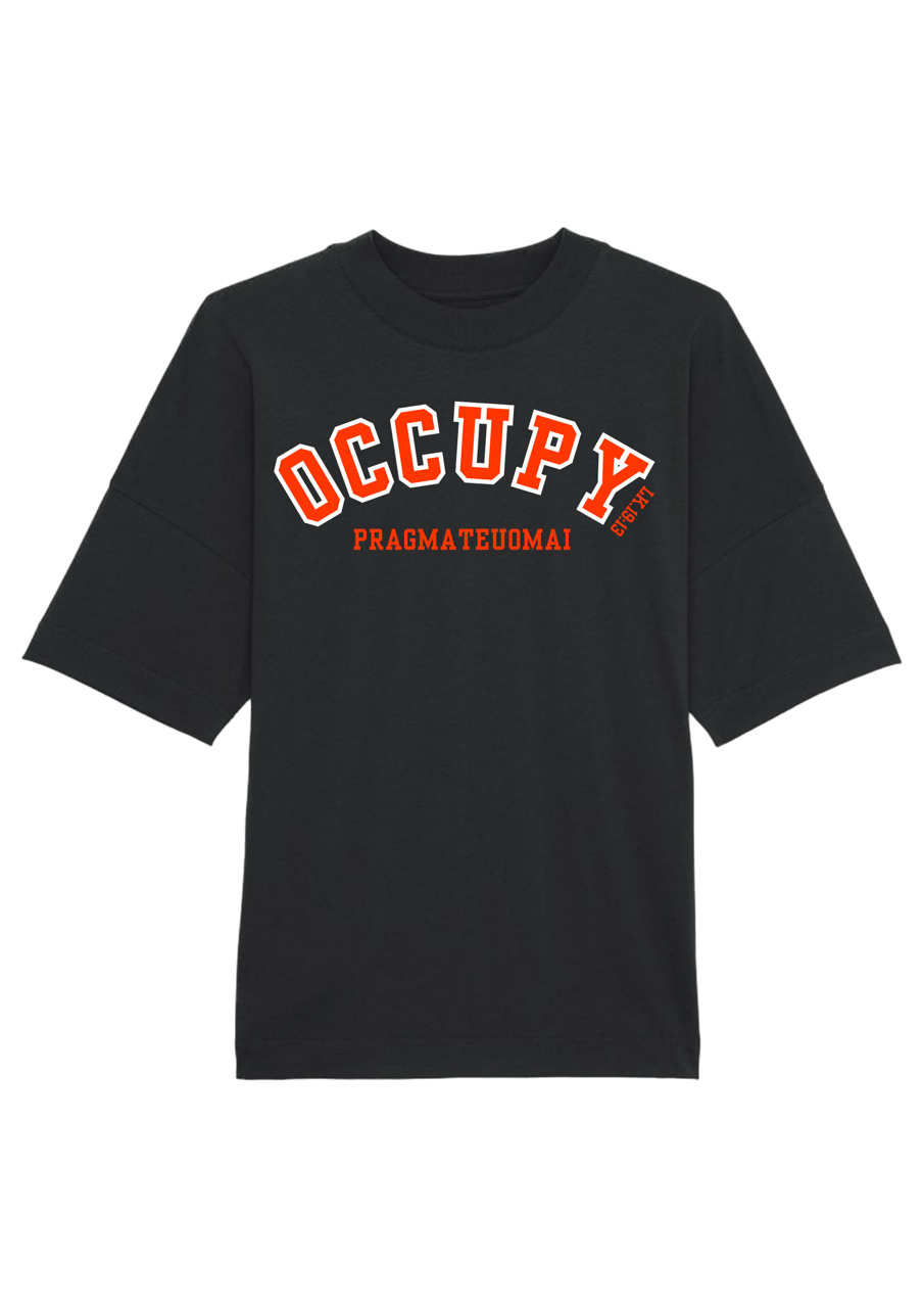 Occupy Premium Boxy Embroidered T-Shirt (Paprika Red)