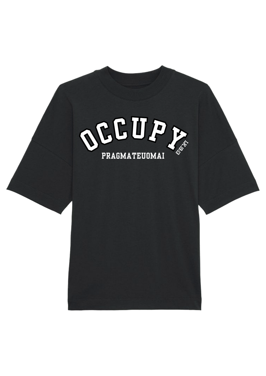 Occupy Premium Boxy Embroidered  T-shirt (Black/White)