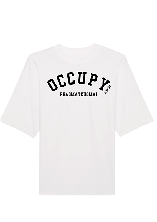 Occupy Premium Boxy Embroidered  T-shirt (Black/White)