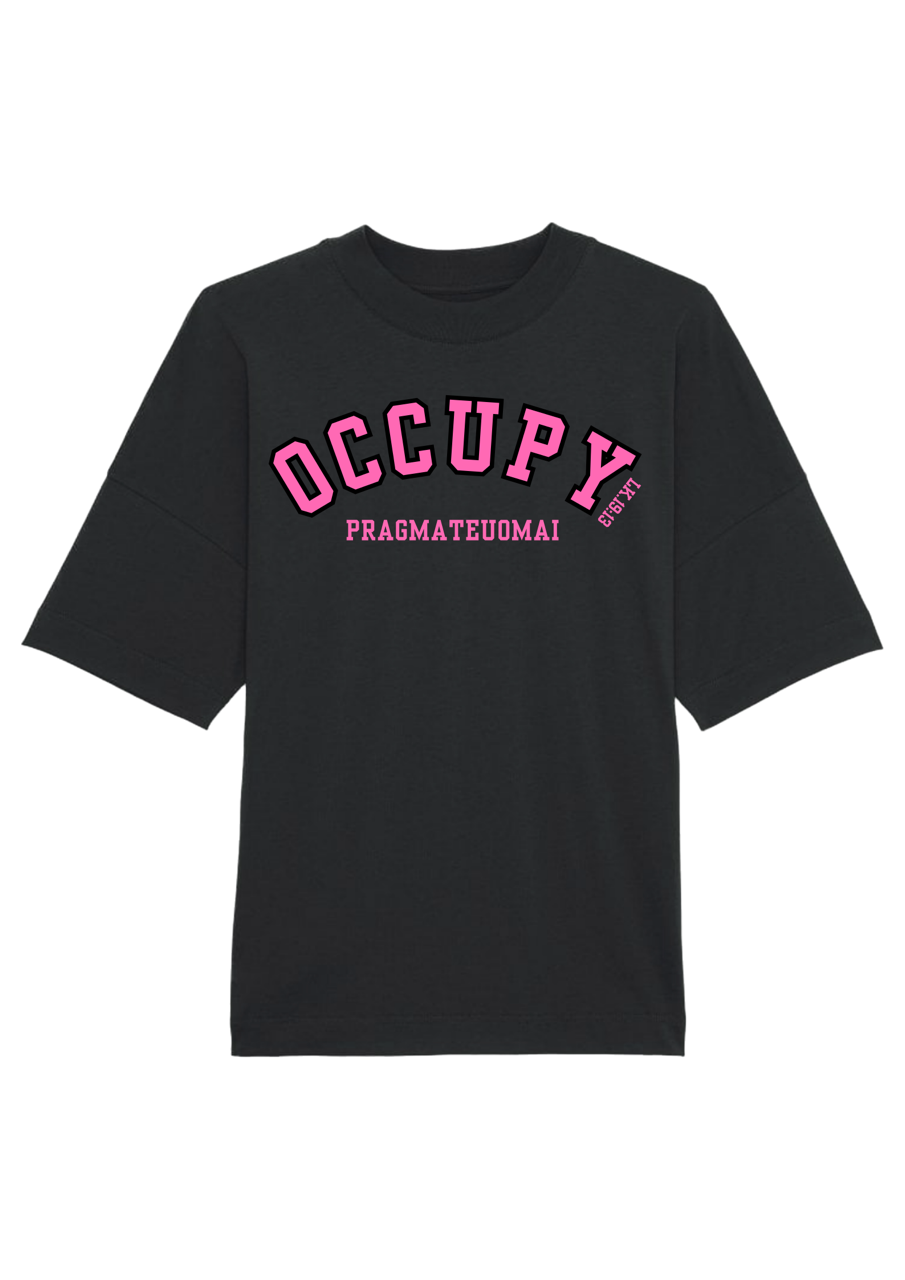 Occupy Premium  Boxy Embroidered  T-Shirt (Pink)